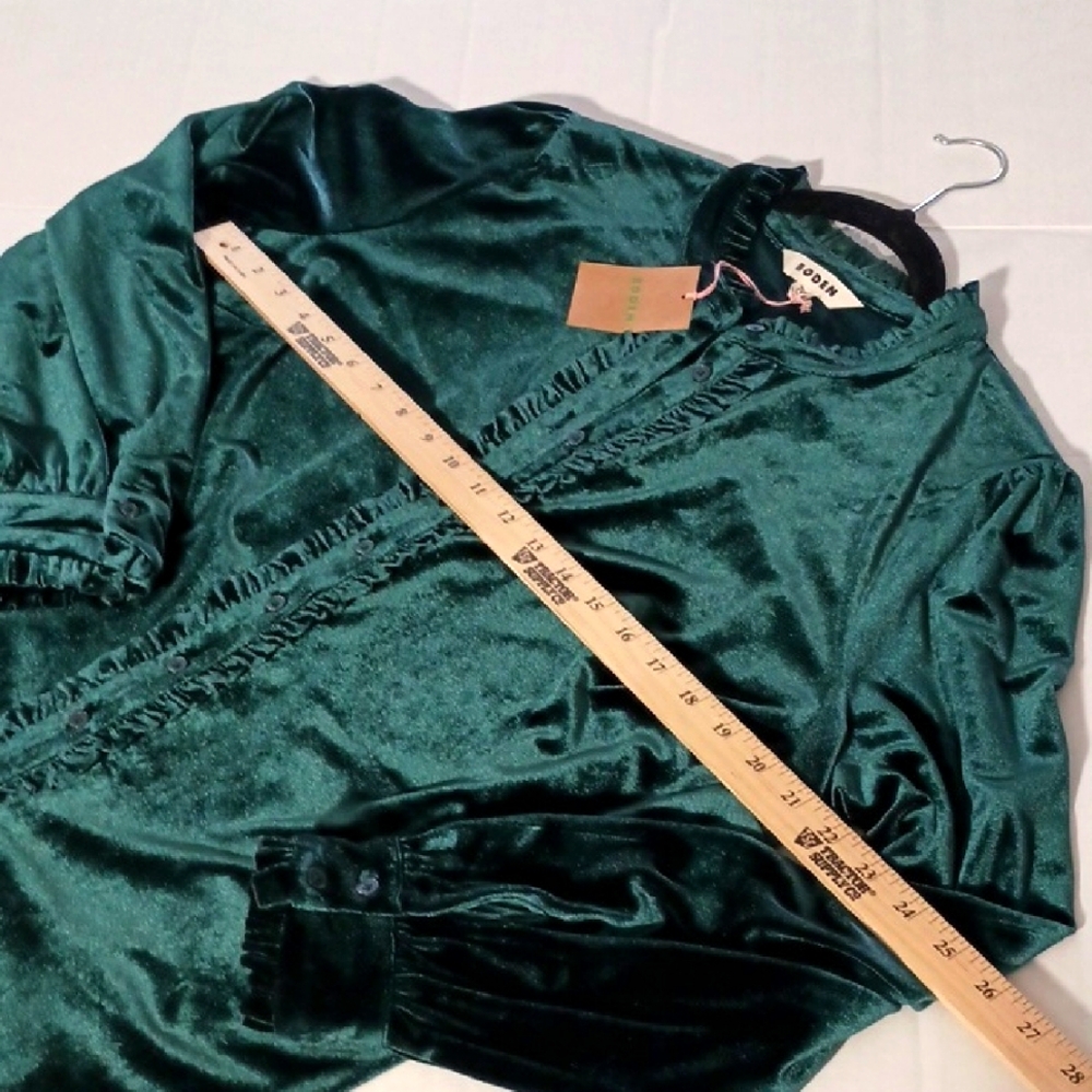NWT Boden Green Velvet Blouse